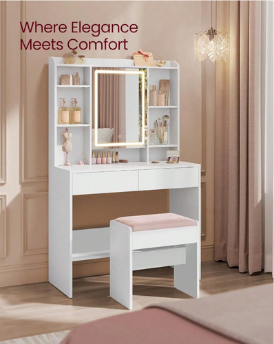 White velvet vanity stool - white,