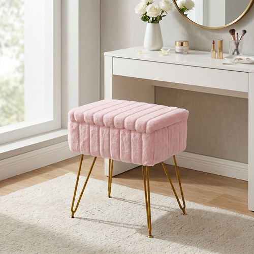 Fluffy plush pink vanity - pink,