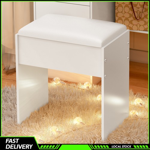 Soft white vanity stool - white,