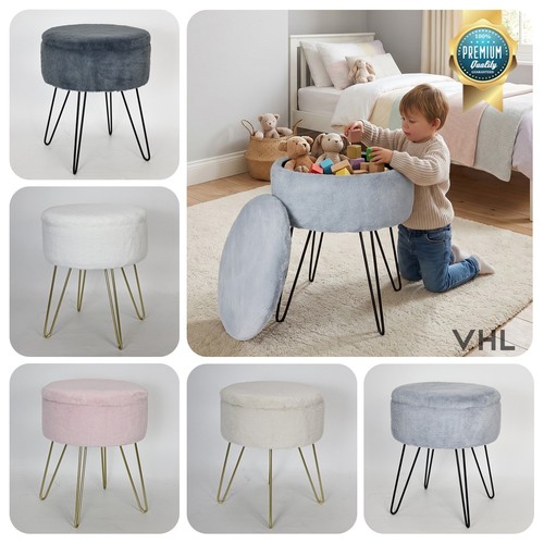 Faux fur hairpin - stool, round