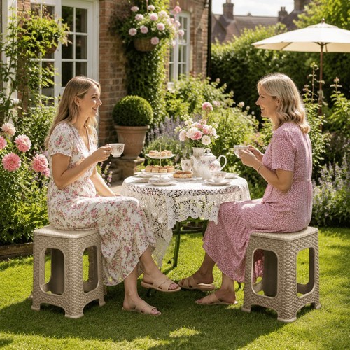 Plastic rattan stool - plastic,