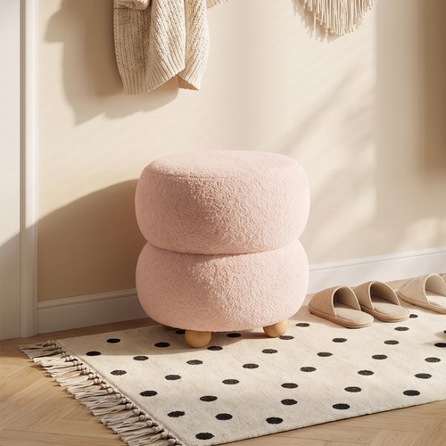 Teddy fabric round vanity - round,