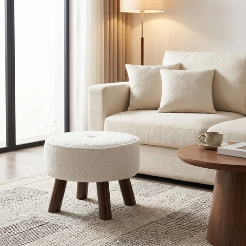 Teddy fleece foot stool - fleece,