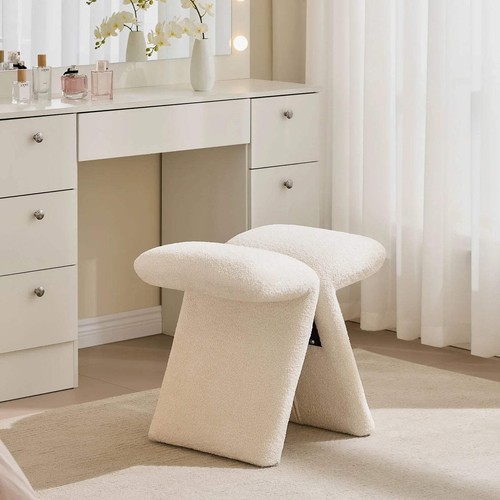 Faye cream vanity - cream, stool