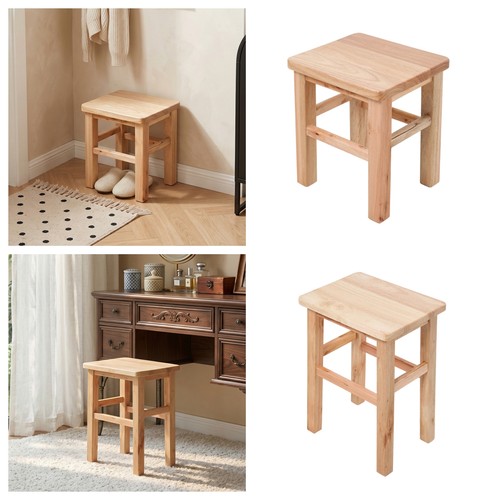 Solid beech wood square stool - square,
