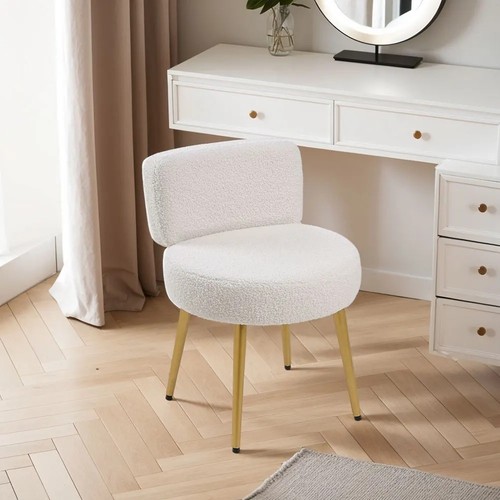 Cream faux fur - fur, stool