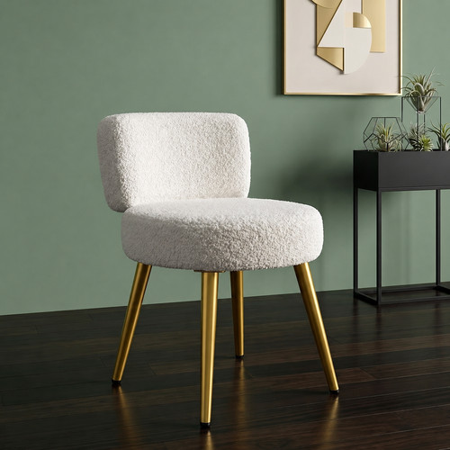 Faux fur vanity - vanity, stool