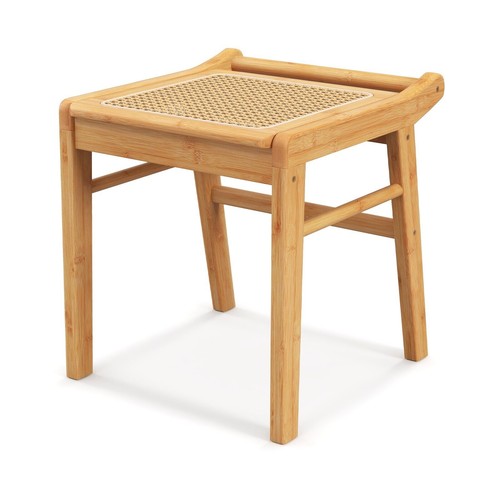 Bamboo vanity stool rattan - bamboo, top