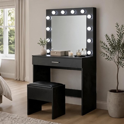 Black dressing table - black,