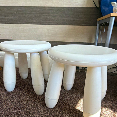Set white plastic round - 2,