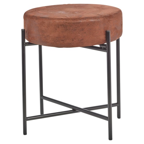 Brown faux leather - leather, round