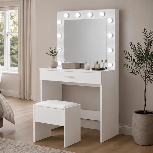 White dressing table - white, led