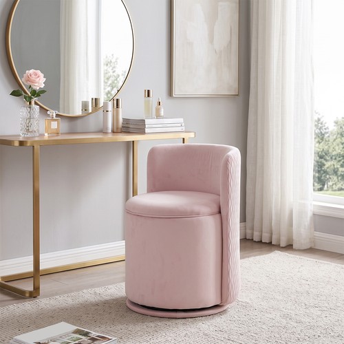 Velvet round storage ottoman - velvet,