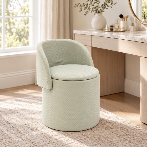 Cream faux leather vanity - faux,