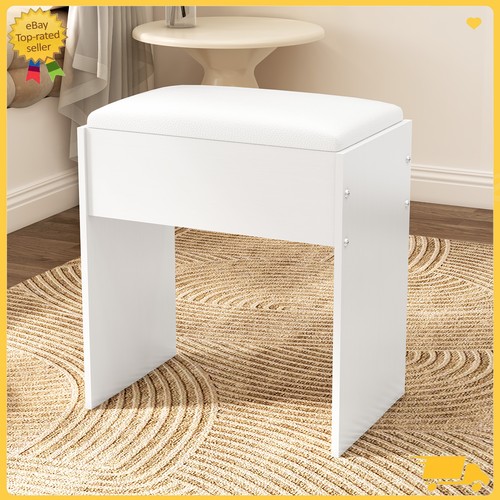 White vanity stool - white, wooden