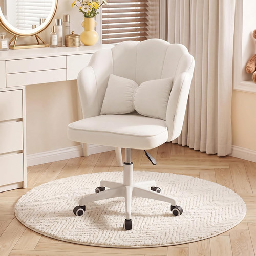 White velvet vanity chair - velvet, with