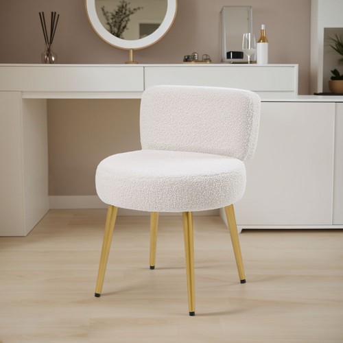 Teddy fleece vanity stool - fleece,