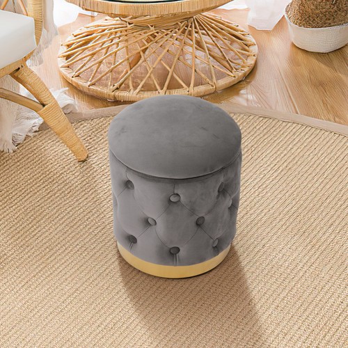 Round velvet ottoman - velvet,