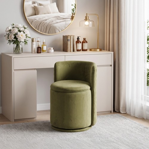 Velvet storage ottoman vanity - velvet,
