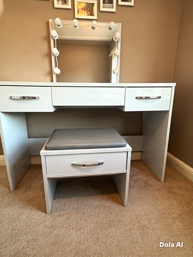 Grey gloss dressing table - gloss,