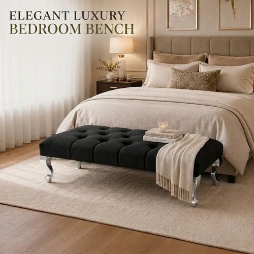 Velvet footstool ottoman - ottoman, bench
